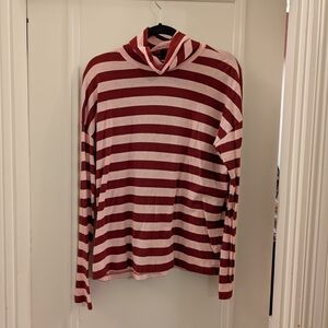 J. Crew Maroon And Pink Striped Turtleneck